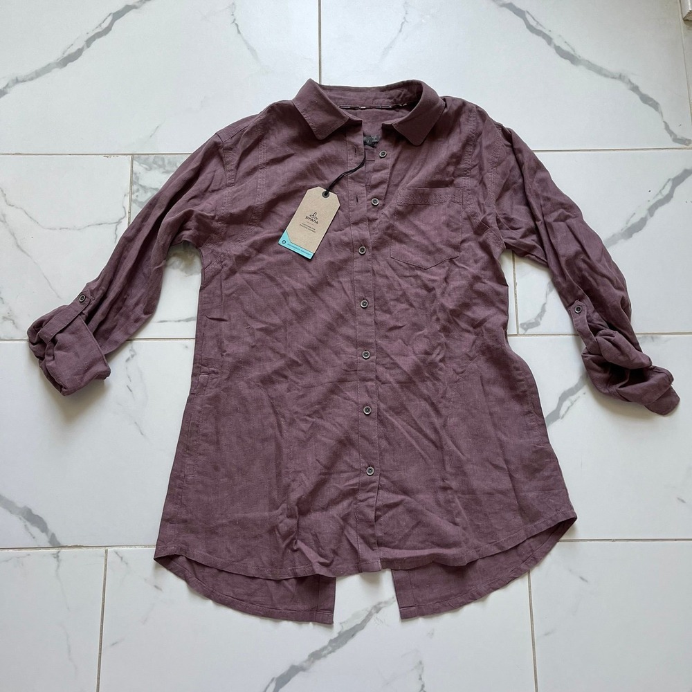 NWT prAna Aster tunic top dark mauve color sz medium women's